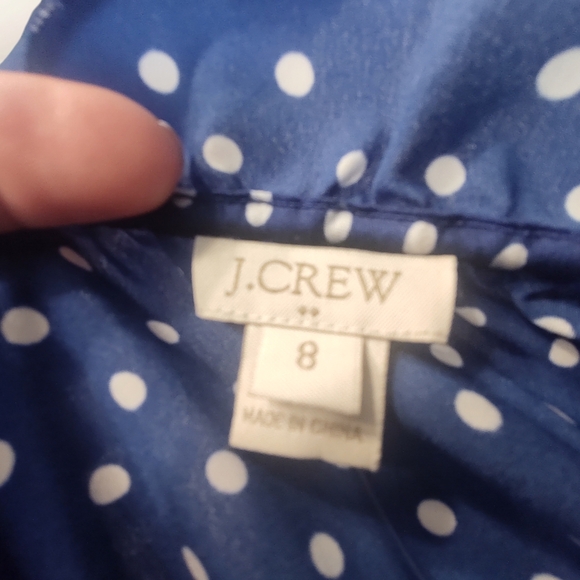 J. Crew Navy Blue Polka Dot Tie-Neck Sleeveless Blouse - Picture 4 of 4
